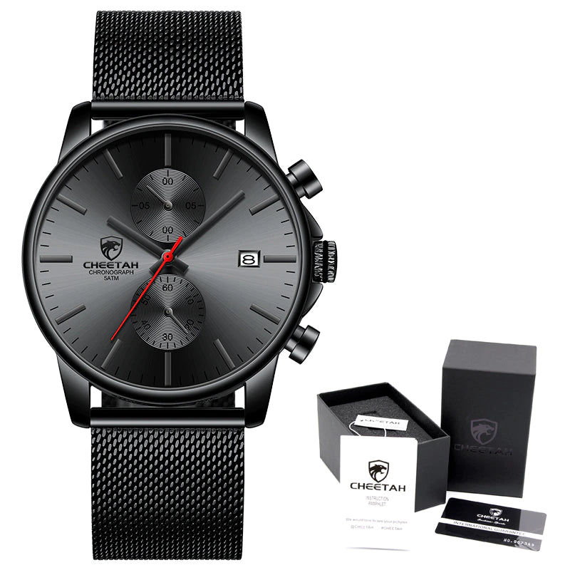 Montre homme CHEETAH Chronographe en maille acier inoxydable (CH1604M)