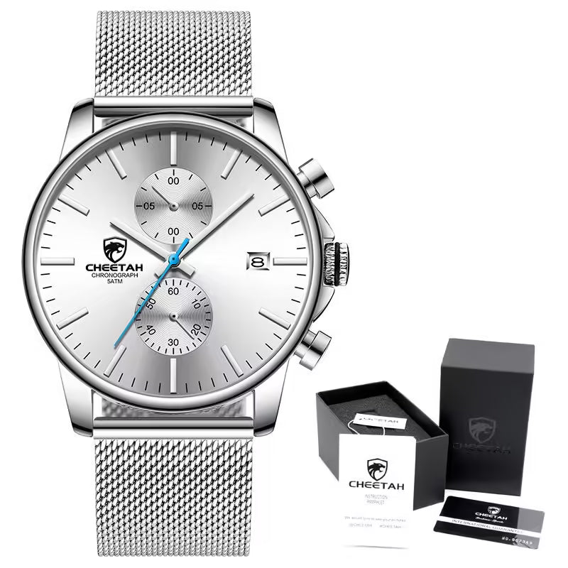 Montre homme CHEETAH Chronographe en maille acier inoxydable (CH1604M)