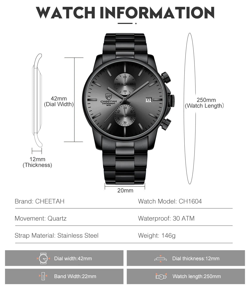 CHEETAH Chronograph Stainless Steel Men Watch (CH1604S)