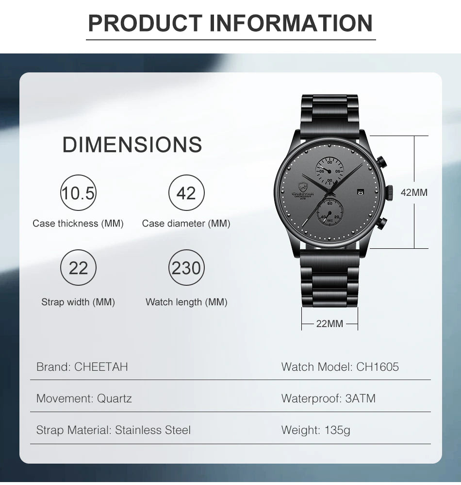 CHEETAH Chronograph Stainless Steel Men Watch (CH1605S)