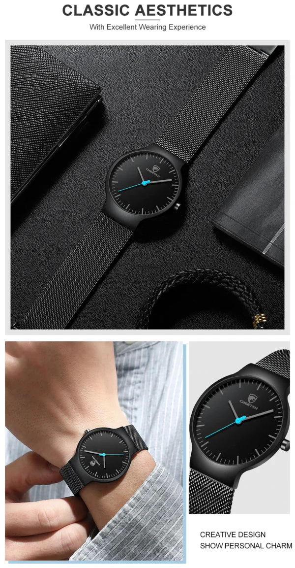 cheetah ultra thin stainless steel men watch ch1609 gallery img 5