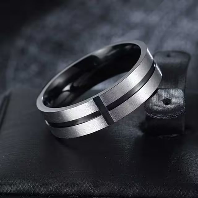 Classic Cross Unisex Width 6mm Stainless Steel Ring (EGR040)