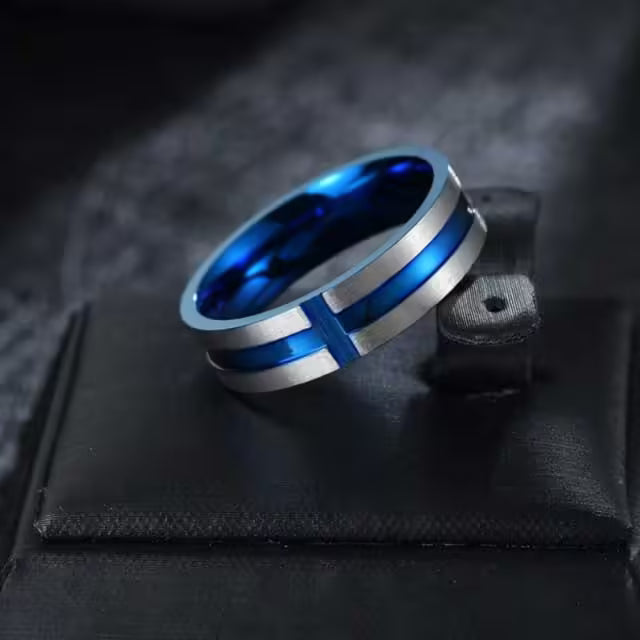 Classic Cross Unisex Width 6mm Stainless Steel Ring (EGR040)