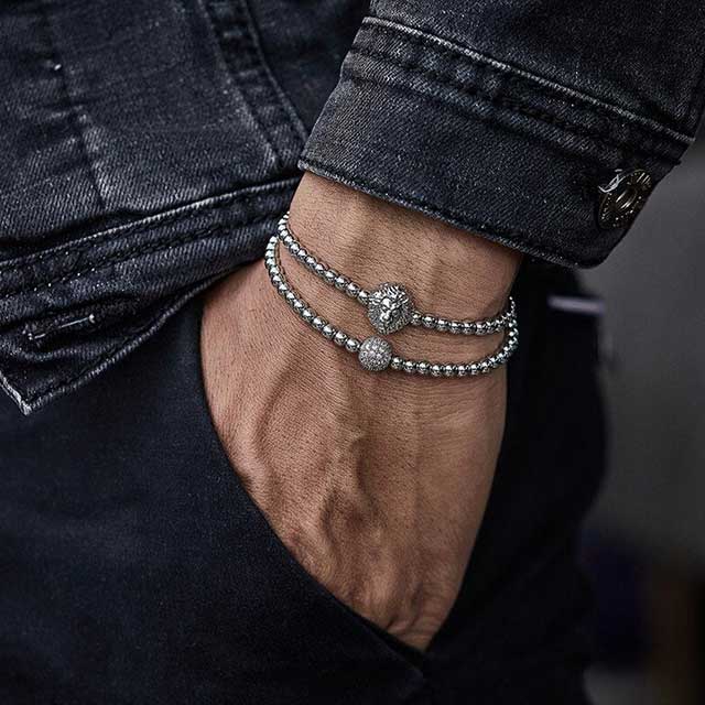 classic lion disco ball men bracelet set 2pcs shamballa egbt193 gallery img 2