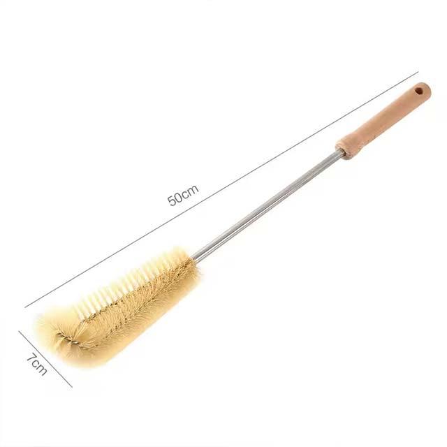 Wooden Long-Handle Bottle Cleaning Brush – Scrubber for Drink Bottles, Glasses & Kitchen Cleaning