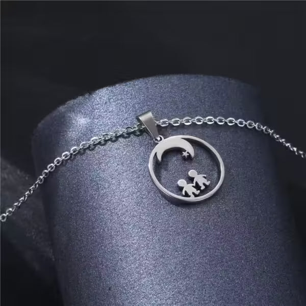 Collier en acier inoxydable Lune et Étoile pour couples amoureux (EGN177)