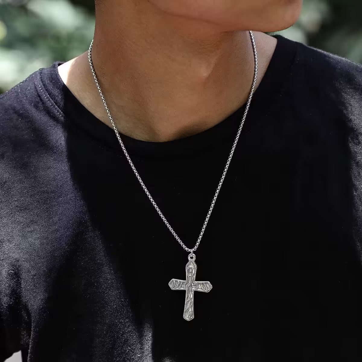 Collier unisexe avec pendentif croix (EGN070)