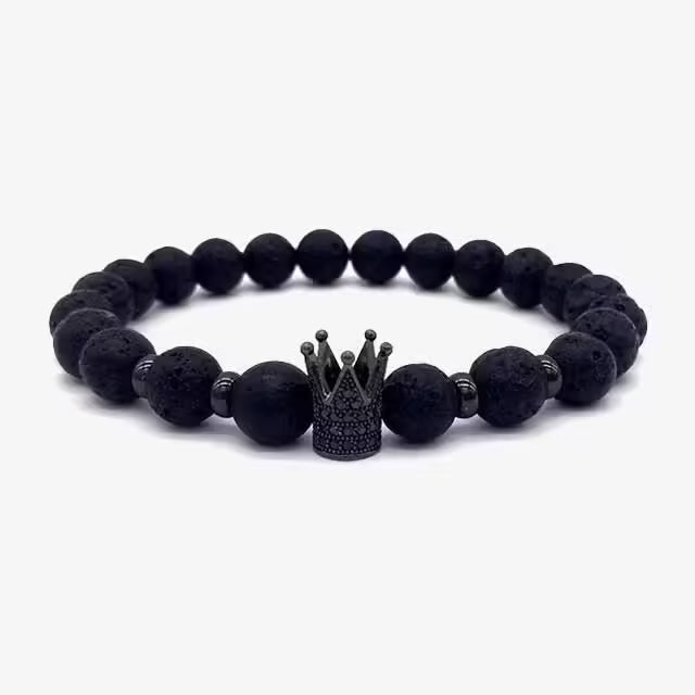 Bracelet de perles noires en forme de couronne (EGBT175)