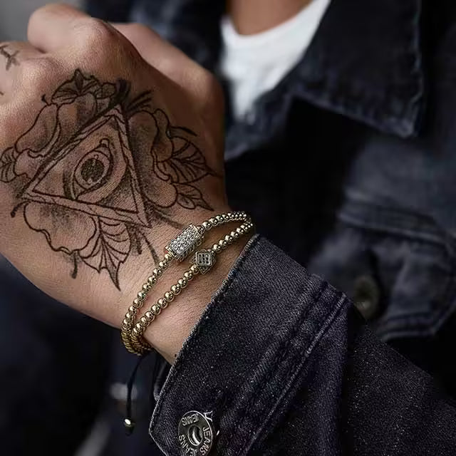 Bracelet Shamballa ajustable en perles cubiques rectangulaires 3D de 4 mm (EGBT261)