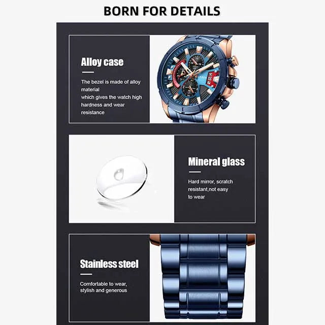 curren chronograph men stainless steel watch 8401 gallery img 7 jpg