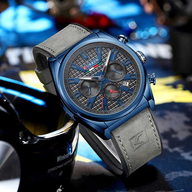 curren leather chronograph new arrival men watch gallery img 14