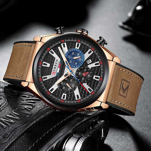 curren leather chronograph new arrival men watch gallery img 4