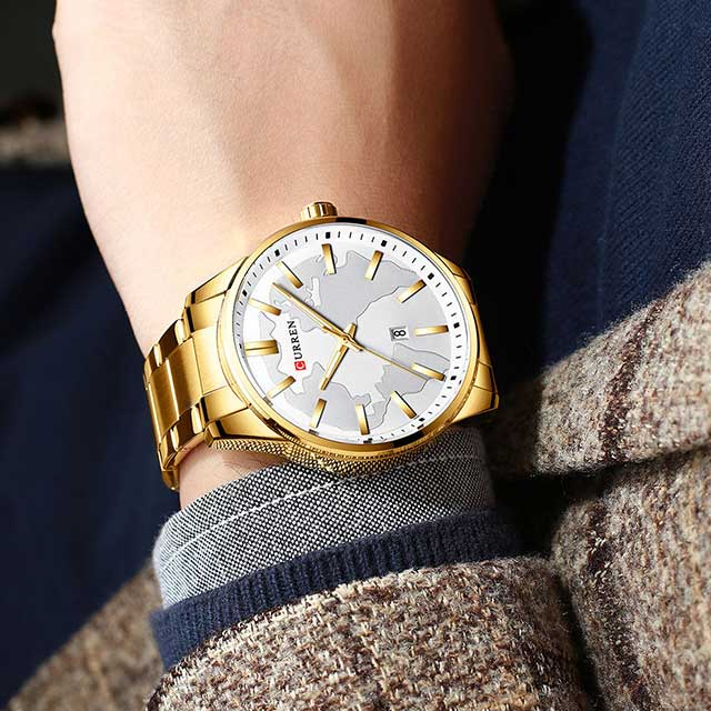 curren men map stainless watch cu8366 featured img