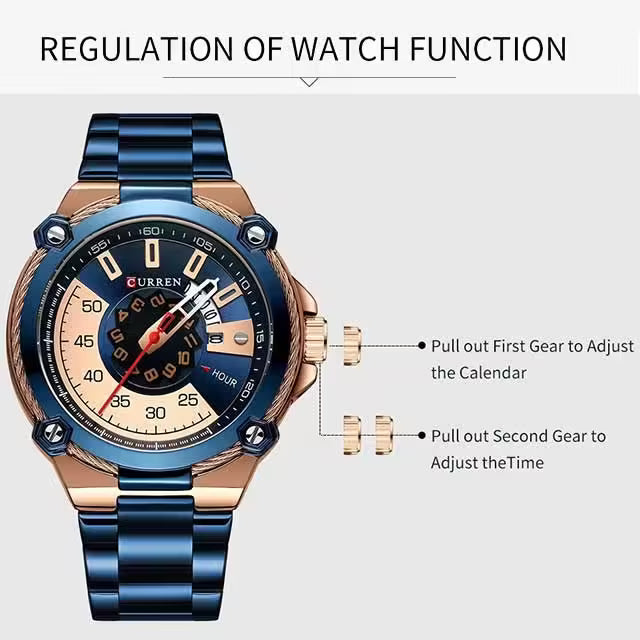 ساعة CURREN الجديدة للرجال من الفولاذ المقاوم للصدأ (CU8345)