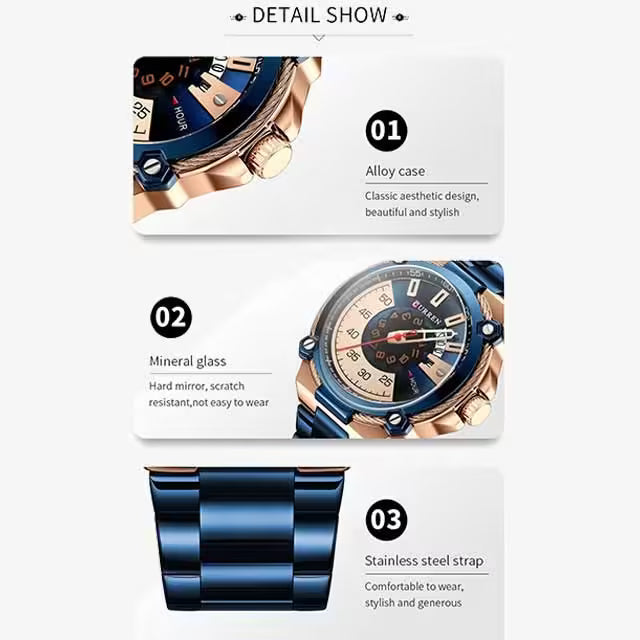 ساعة CURREN الجديدة للرجال من الفولاذ المقاوم للصدأ (CU8345)