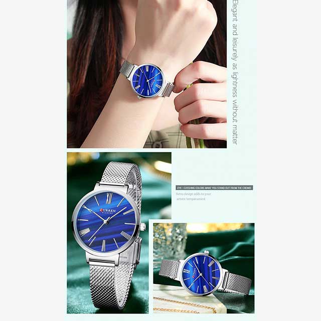 curren women blanche leather mesh steel strap cu9076 gallery img 13