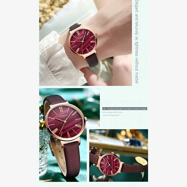 curren women blanche leather mesh steel strap cu9076 gallery img 7