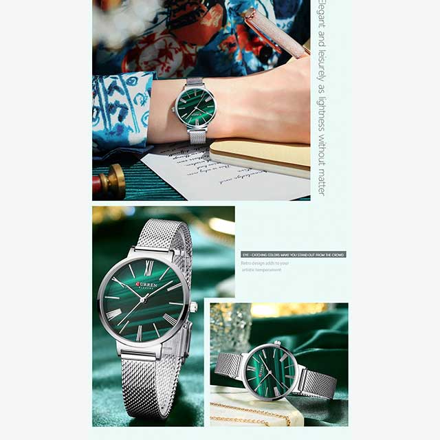 curren women blanche leather mesh steel strap cu9076 gallery img 8