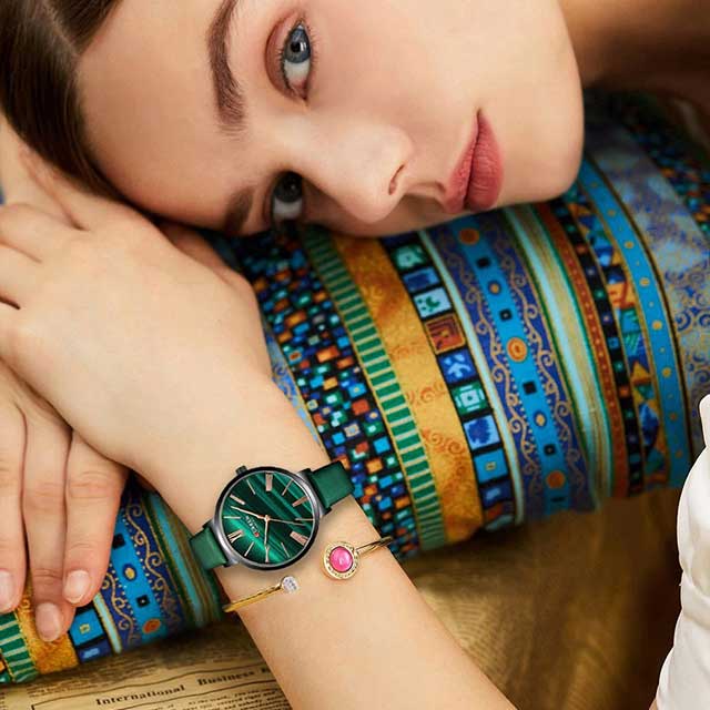 curren women blanche leather mesh steel strap cu9076 gallery img 9