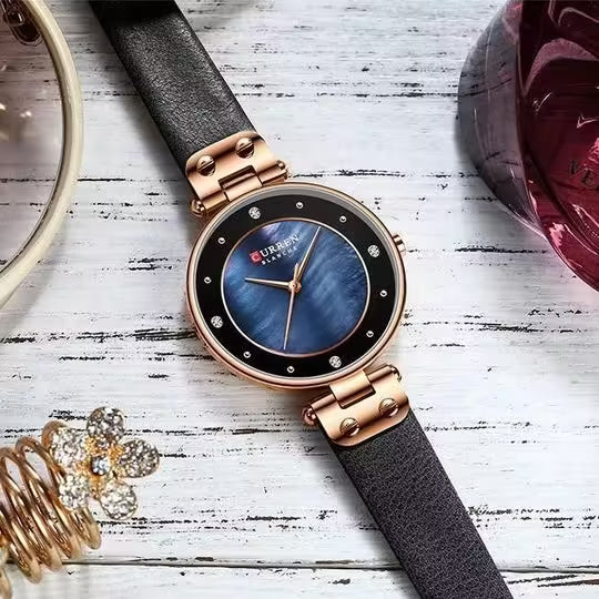 Curren Women Classy Leather Watch (CU 9056L)