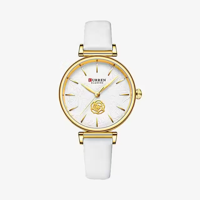 CURREN Women Flower Dial Leather Watch (CU9078)