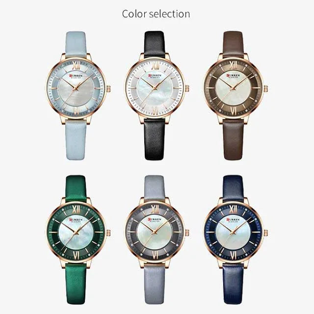 curren women roman dial leather strap waterproof watch cu9080 gallery img 20 jpg