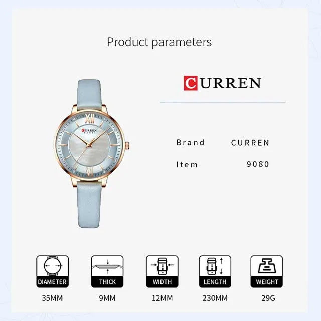 curren women roman dial leather strap waterproof watch cu9080 gallery img 29 jpg