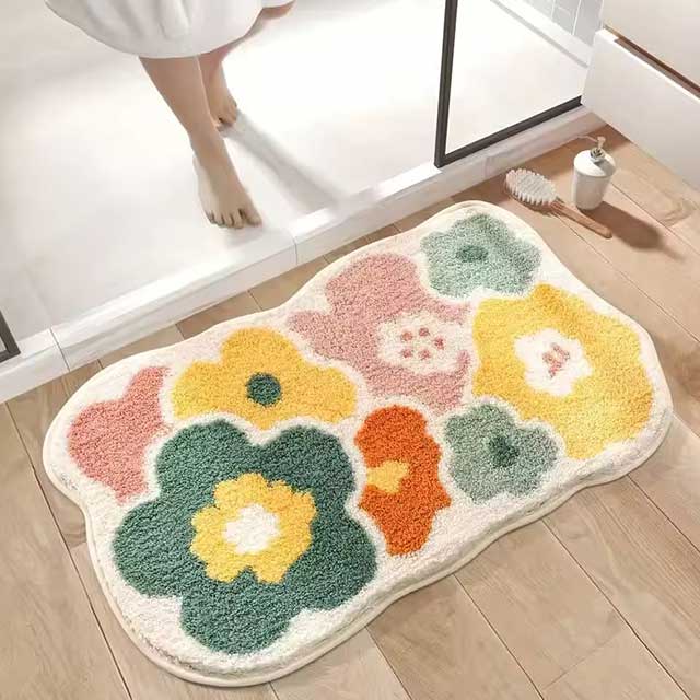 1pc 40x60cm Cute Flower Bathroom Rug – Machine Washable, Extra Soft Absorbent Non-Slip Bath Mat for Bathroom Floor