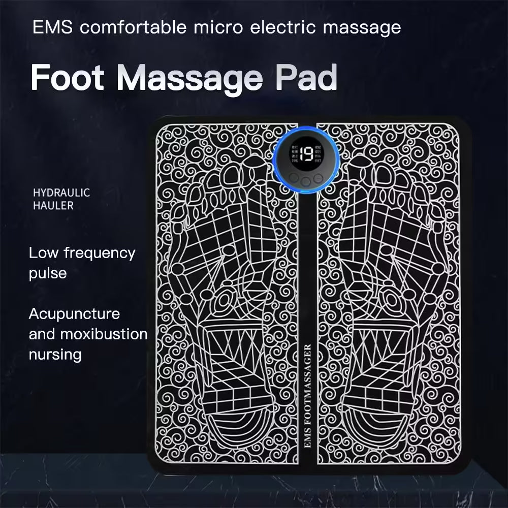 Rechargeable EMS Foot Massager Mat - Electric Foot Relaxation Pads to Relieve Sore Feet, Home Fitness Massage Tool