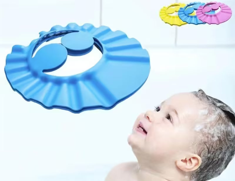 Safe Baby Shampoo Shower Bath Cap Soft Hair Wash Shield for Babies & Kids | Adjustable Bathing Protection Hat for Toddlers