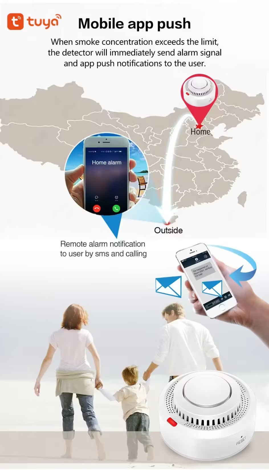 Tuya ZigBee Smart Smoke Detector - Fire Protection Alarm for Home Security System, Smart Life App Integration