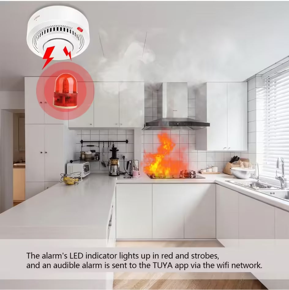 Tuya ZigBee Smart Smoke Detector - Fire Protection Alarm for Home Security System, Smart Life App Integration