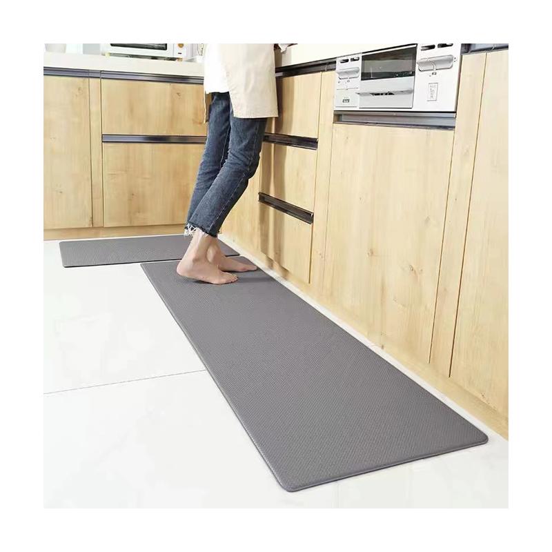 Tapis de cuisine rectangulaires imperméables et lavables en PVC anti-fatigue, épaisseur 8 mm, lot de 2 (45 x 75 cm + 45 x 180 cm).