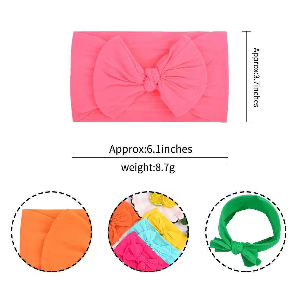 Candy Colors Baby Bowknot Hairband Broadside Elastic Headband for Kids Girls | Boutique Turban Hair Accessories
