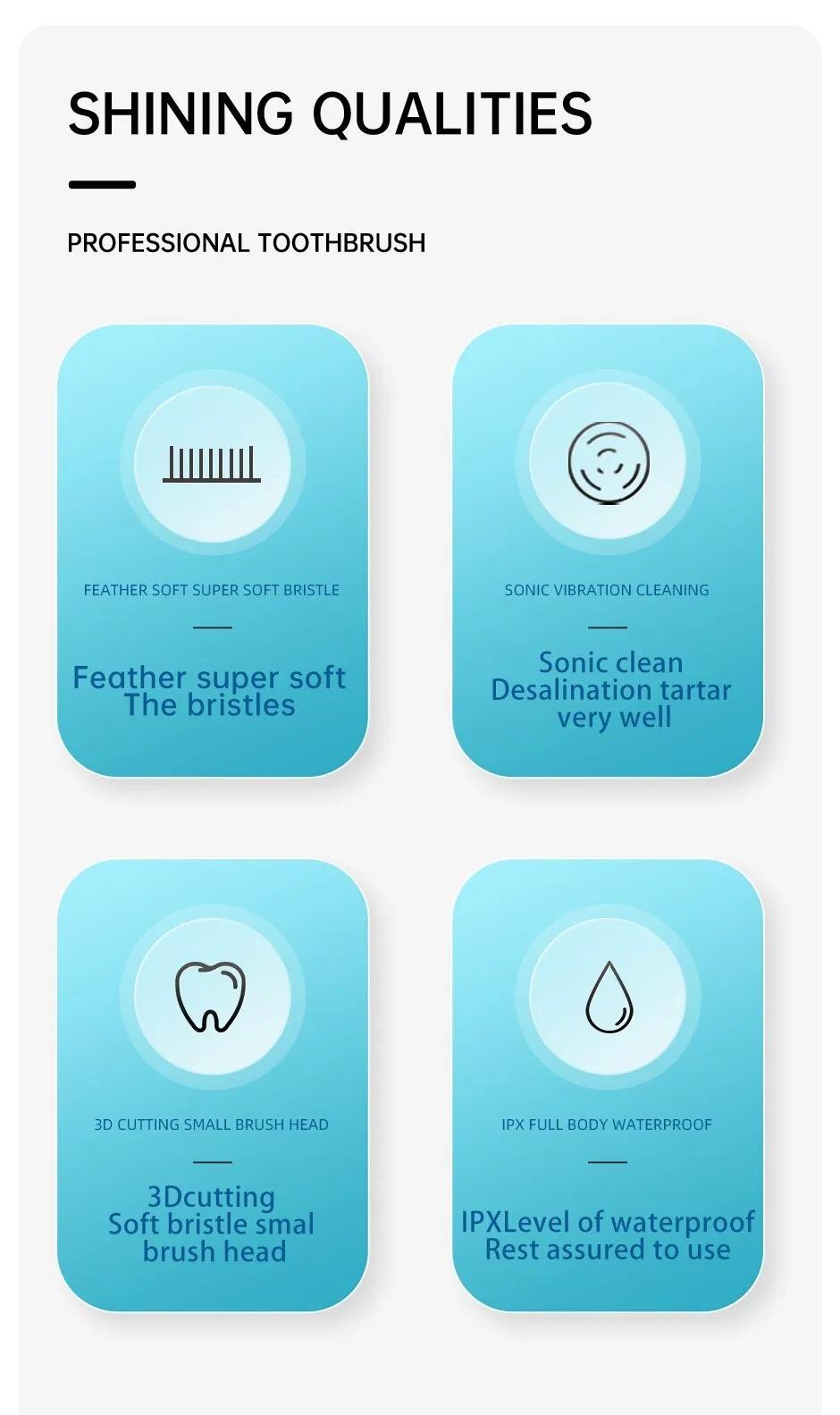 Brosse à dents électrique sonique pour hommes et femmes, non rechargeable, soins personnels