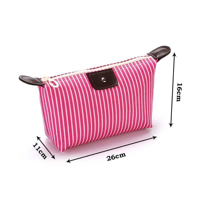 Trousse à maquillage rayée couleur bonbon