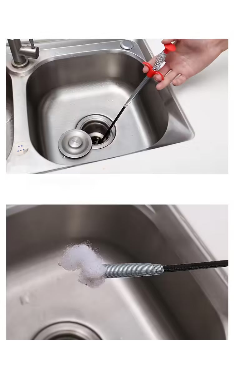 Déboucheur de canalisations à ressort - Outil de nettoyage des canalisations de cuisine et de salle de bain pour l'élimination des résidus alimentaires et la prévention des bouchons
