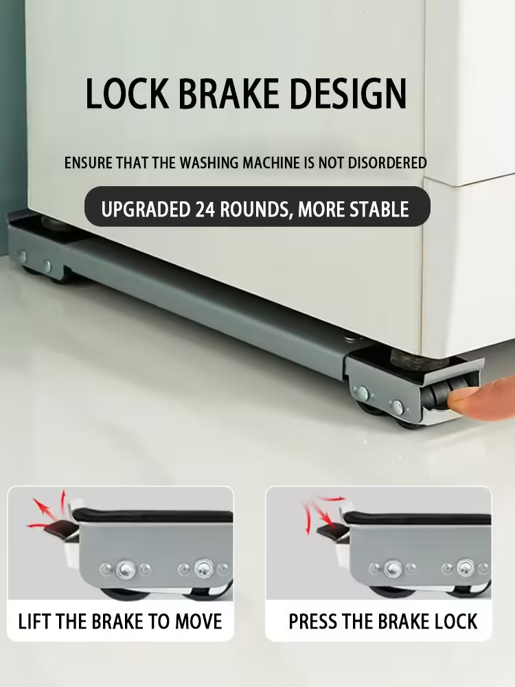 Mobile Washing Machine Stand with Wheels - Adjustable Roller Bracket for Easy Movement | Bathroom & Kitchen Home Appliance Accessory