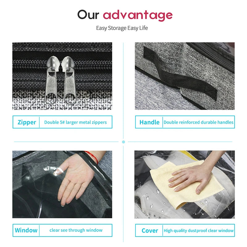 Foldable Shoe Storage Cube Bins Cheap Under Bed Shoe Organizer Box with Handles for Easy Access