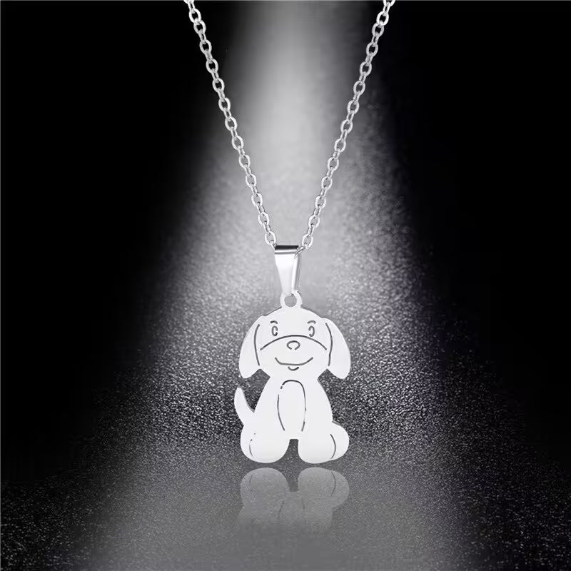 Collier unisexe avec pendentif chien en acier inoxydable (EGN156)