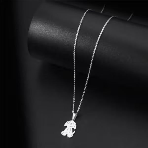 Collier unisexe avec pendentif chien en acier inoxydable (EGN156)