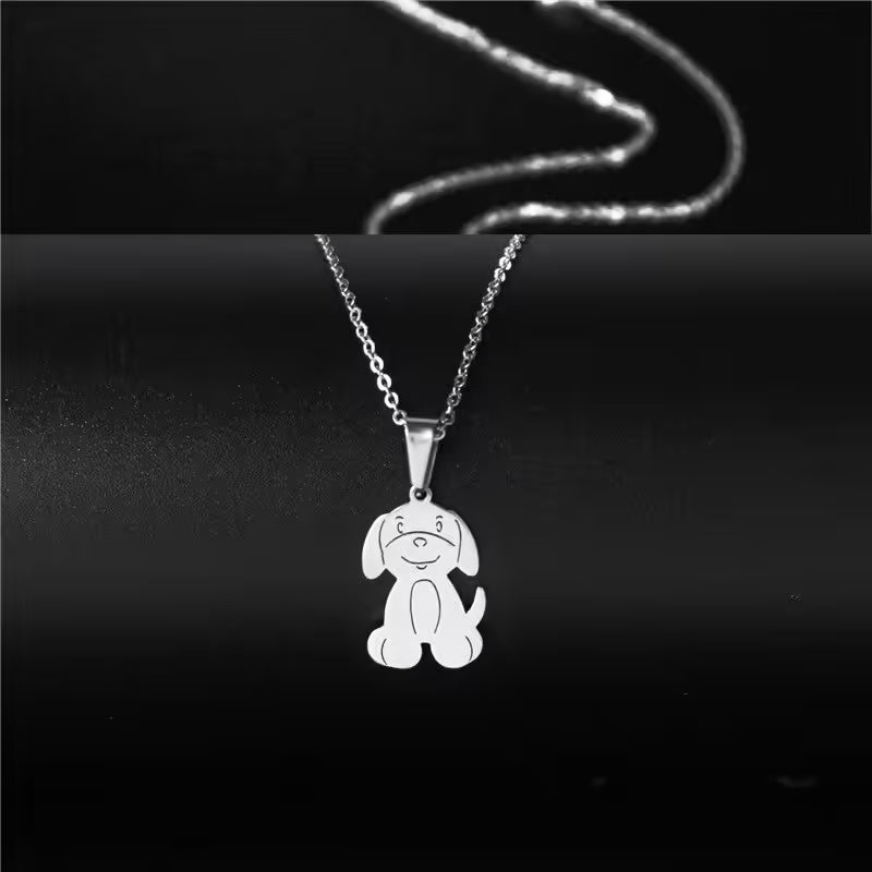 Collier unisexe avec pendentif chien en acier inoxydable (EGN156)