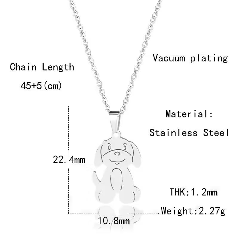Collier unisexe avec pendentif chien en acier inoxydable (EGN156)