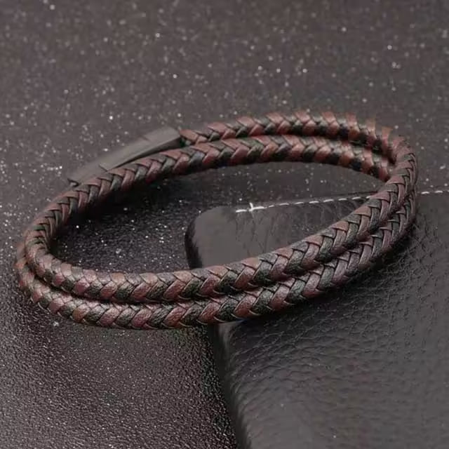Bracelet à double lanière en cuir (EGBT127)