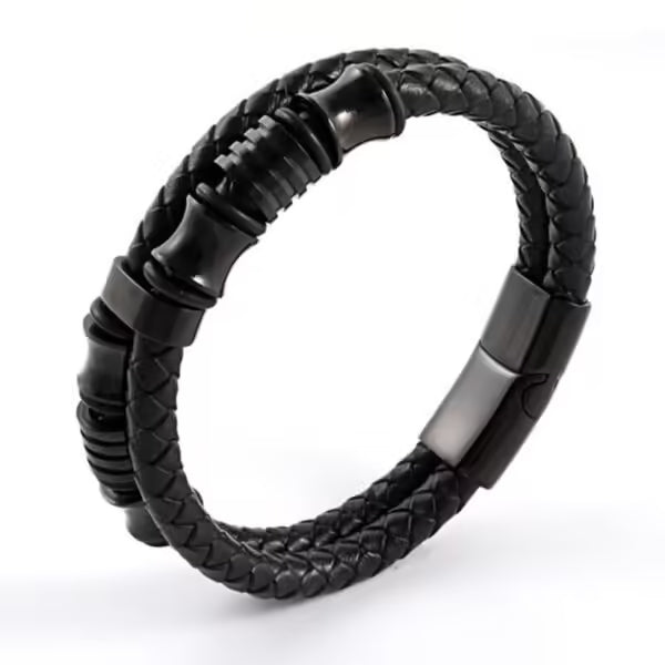 Double Layer Tube Leather Men Bracelet (EGBT128)
