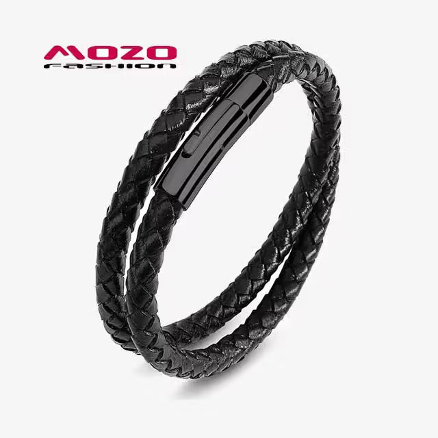 Double Layer Men Leather Bracelet (EGBT156)