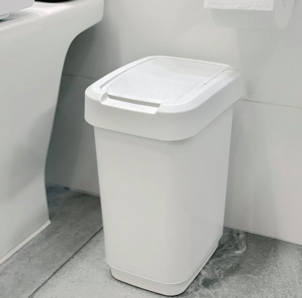 White 5L Trash Can for Bathroom – Small Compact Waste Bin with Lid