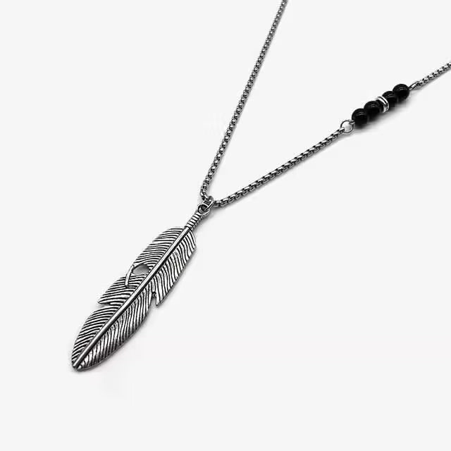Feather Pendant Vintage Necklace (EGN062)