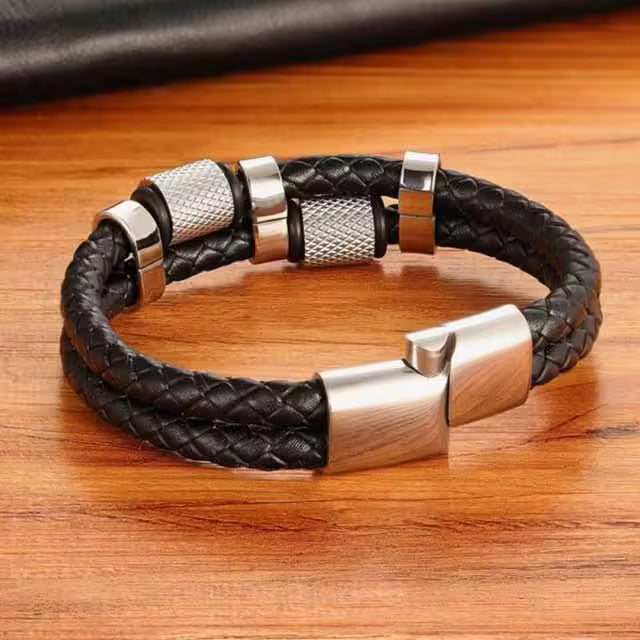 Bracelet homme en cuir à forme géométrique (EGBT149)
