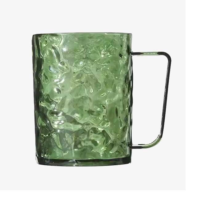 Glacier Pattern Mouthwash Cup – Stylish Transparent Plastic Toothbrush Holder with Handle for Home Bathroom